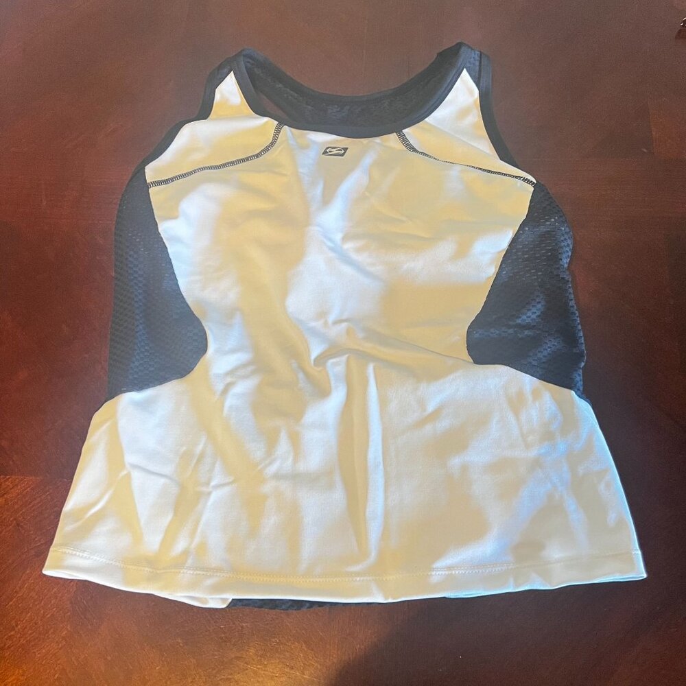 sugoi Womens Athletic Racerback Tank Top‎ L/G White & Black Mesh